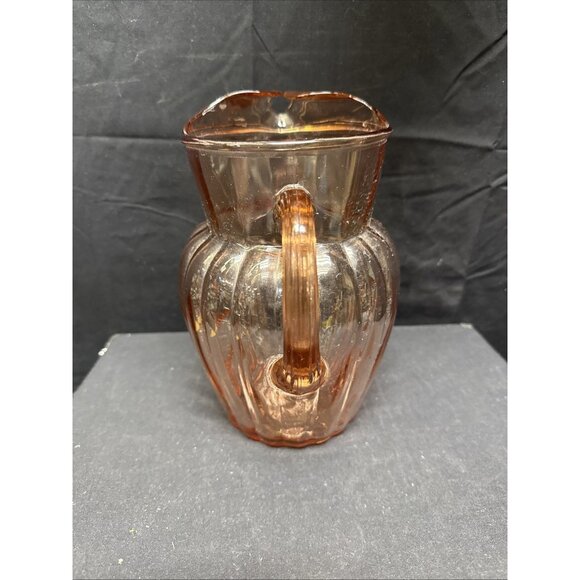 1930's Anchor Hocking Pillar Optic Pink Depression Log Cabin 80 Oz with Ice Lip - Picture 3 of 7